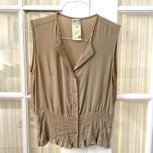 Giorgio Armani Women's Beige Button-Up Blouse